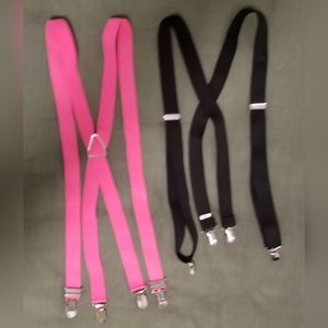 Lot of 2 SUSPENDERS - 1.0" Pink and Black